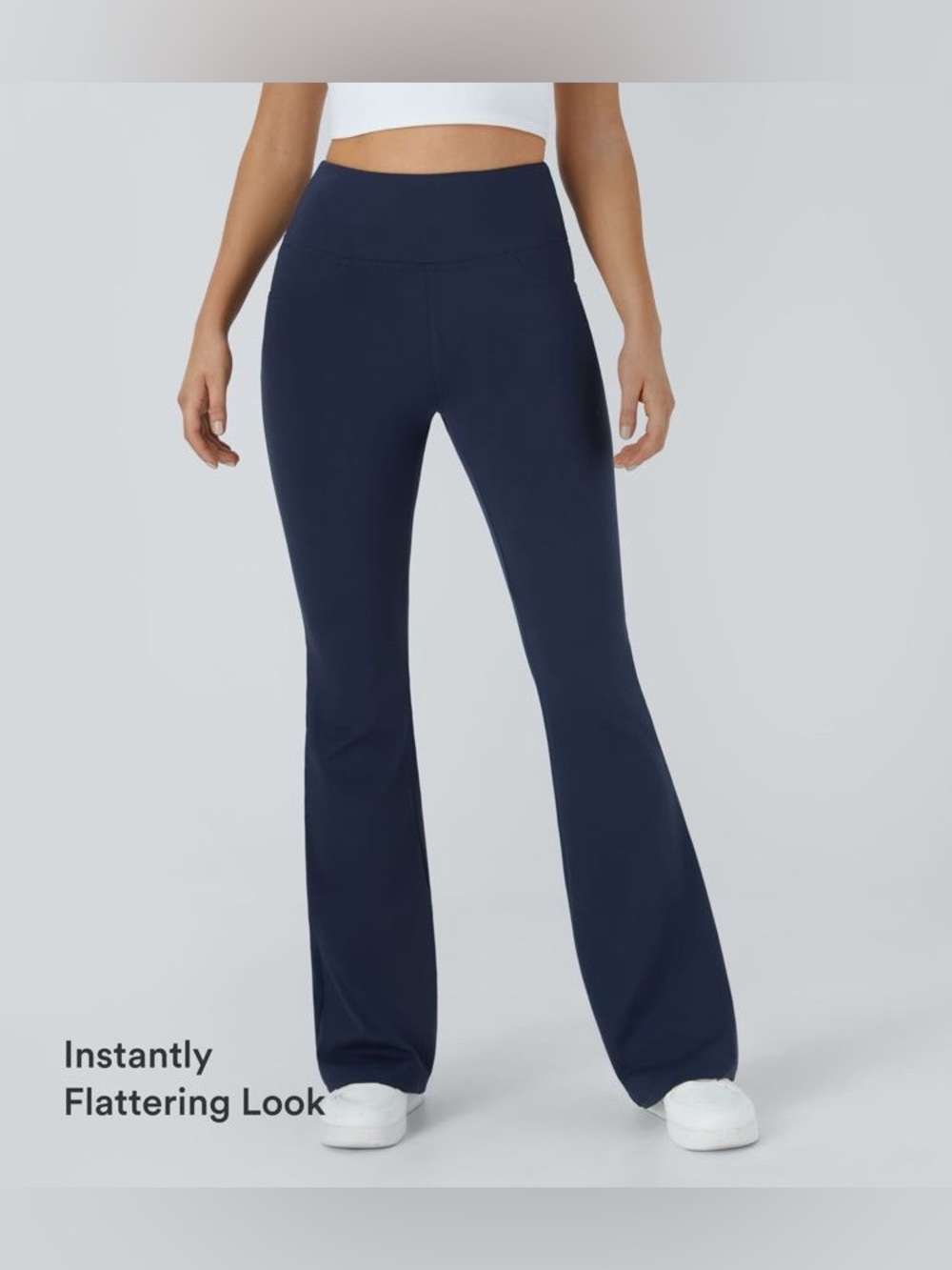 Halara DayStretch High Waisted Pocket Flare Yoga Leggings. Midnight Blue. Large